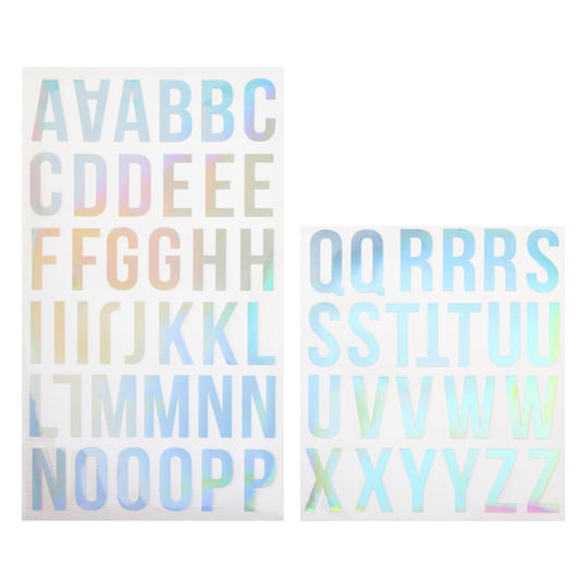 12 Packs: 62 ct. (744 total) Iron-On Holographic San Serif Alphabet by Make Market&#xAE;